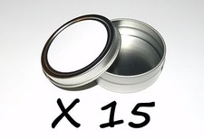 15 X 2-oz Round Metal Blank White Label Slip-Lid Tin Can Container -Use 4 Crafts