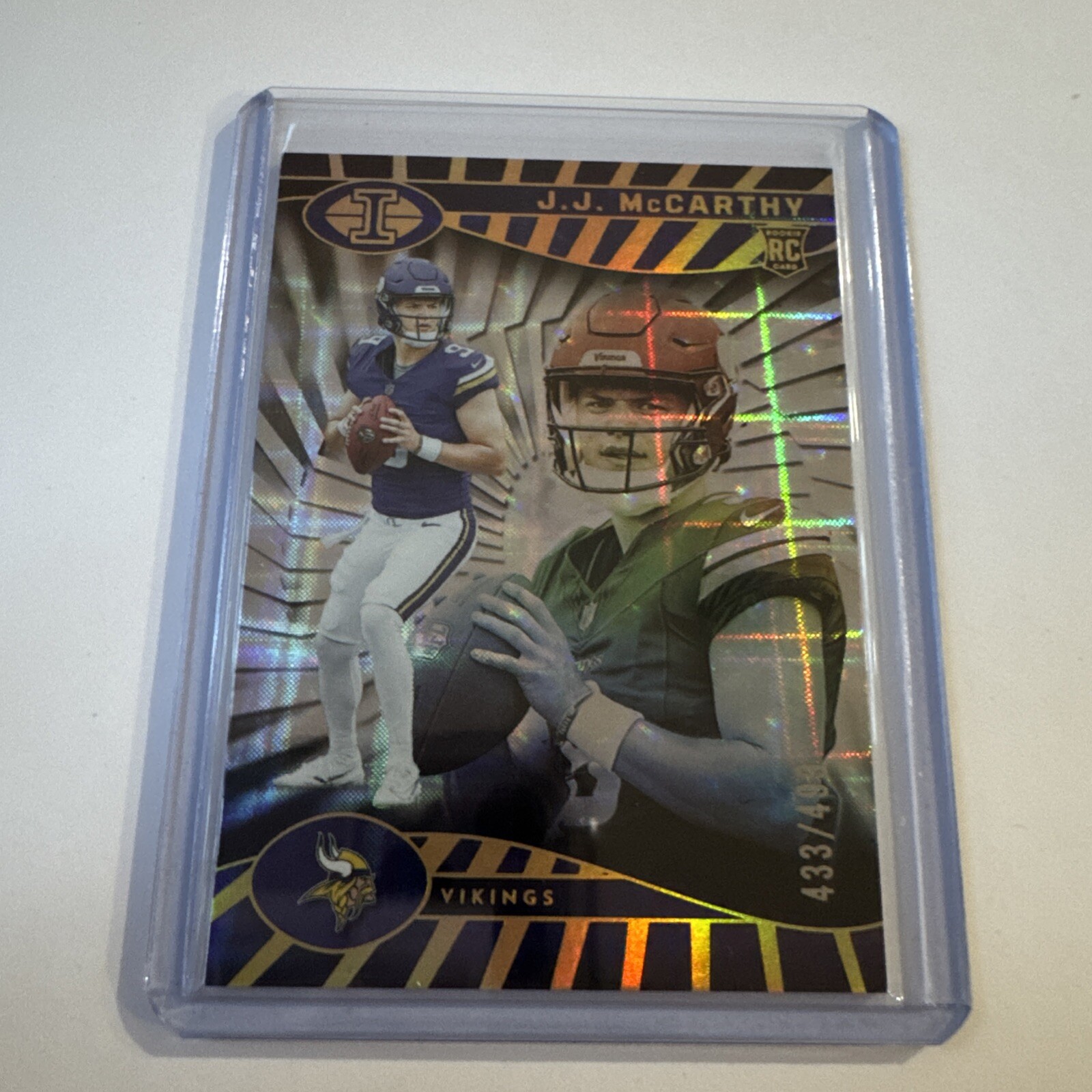 2024 Illusions - J.J. McCarthy (RC) - Mirrored Trophy 433/499 - #100 - Vikings