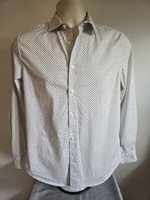 Kenneth Cole Men's Size Small Slim Fit Button Up Shirt White w Black KC Logo