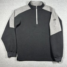 Footjoy Sweater Mens Medium Black Long Sleeve Mock Neck Ribbed Pullover 1/4 Zip