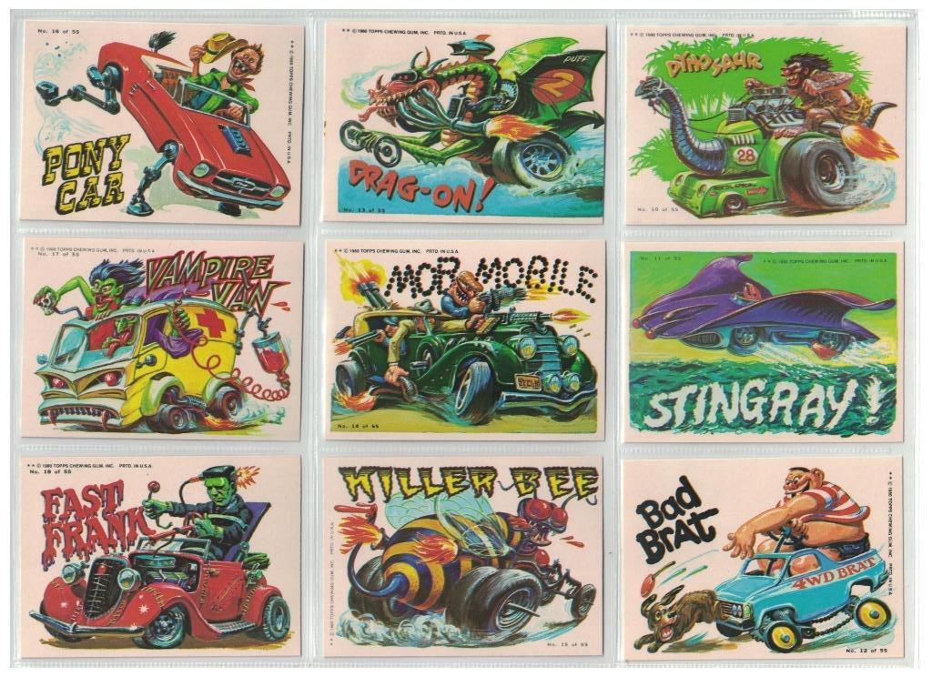 1980 WEIRD WHEELS FULL SET 55 CARDS LIKE WACKY PACKAGES or GARBAGE