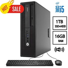 HP Desktop Computer Intel i5 SFF 16GB RAM 1TB SSD HDD Win 11 Pro wifi CLEARANCE