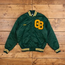 Vintage Game Varsity Jacket S Bomber Satin Letterman Usa Made Satin Green Snap