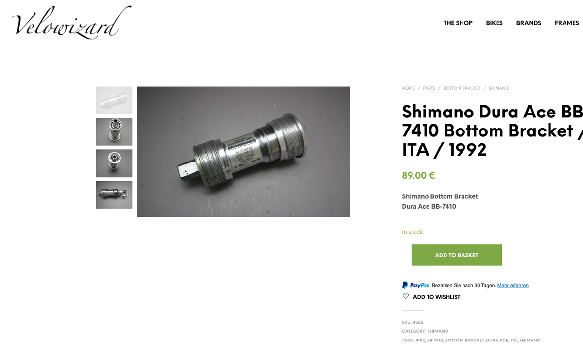 希少！ DURA-ACE BB-7410 ITA デュラエース ボトムブラケット Shimano Dura Ace BB-7410 Bottom Bracket 70 X 103mm Italian Thread