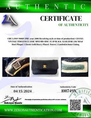 Chanel Vintage 1989 Classic Mini Flap Black Alligator 24K Gold