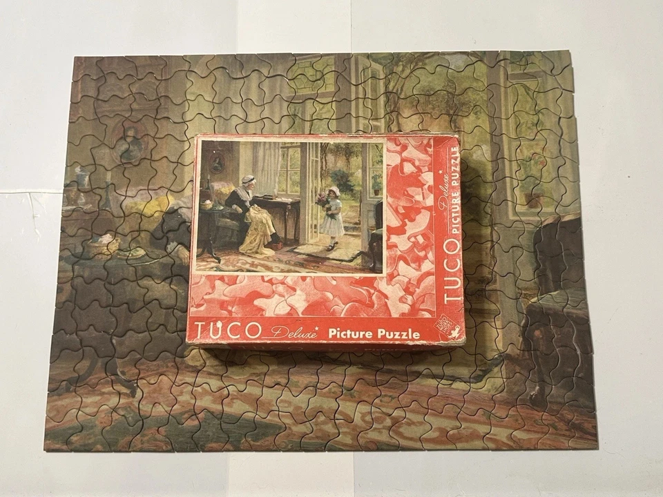 VINTAGE TUCO PICTURE PUZZLE GRANDMOTHER’S BIRTHDAY COMPLETE IN BOX (1950’S) - Image 2 of 4