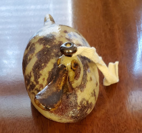 Duck Flat Billed Pottery Stoneware Oil Vessel Unique Signed