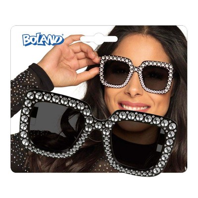 Boland 02631 - Partybrille Bling-Bling, für Erwachsene, schwarze Brille mit Stra