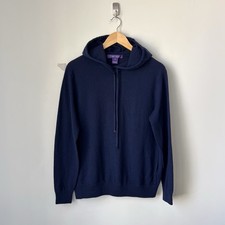 Ralph Lauren Purple Label 100 Cashmere Knit Hoodie Sweater Size L Lightweight