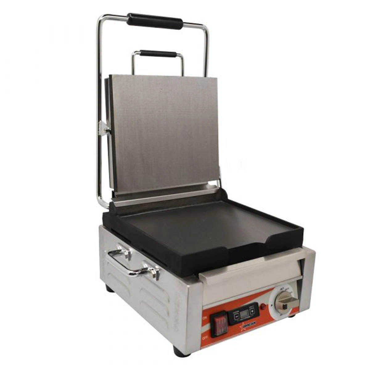 Omcan USA 42909 Single Sandwich Panini Grill w/ Timer, 11" x 10" Smooth Plate...
Opens in a new wind