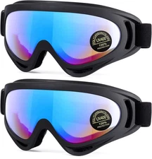 2-Pack Snow Ski Goggles, Snowboard Goggles for Men, Women, Youth, Kids, Boys or 