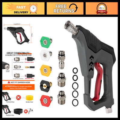 #ad High Pressure Washer Short Gun 5000 PSI 12 GPM 5 Spray Nozzles Quick Connect $37.99