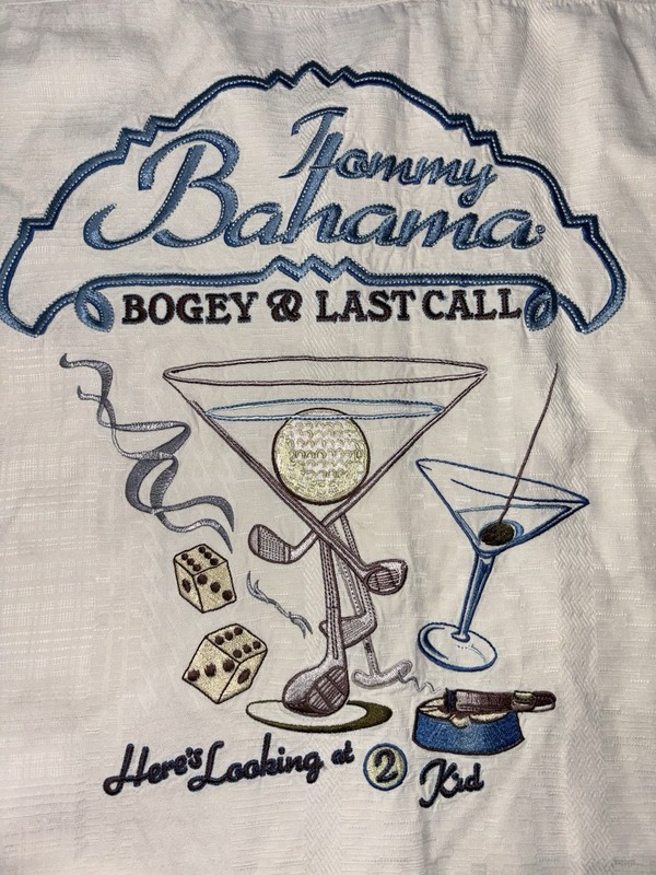 Tommy Bahama 100% Silk Bogey + Last Call Dice Martini Golf Shirt Men's XXL