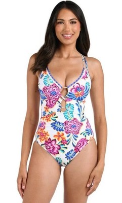 Paradiso Lace-Up One-Piece Underwire Keyhole Swimsuit Size 10 MSRP $130 NWT 