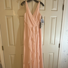 Wtoo Petal Chiffon Sleeveless V-Neck Bridesmaid Dress, Regular Size 10
