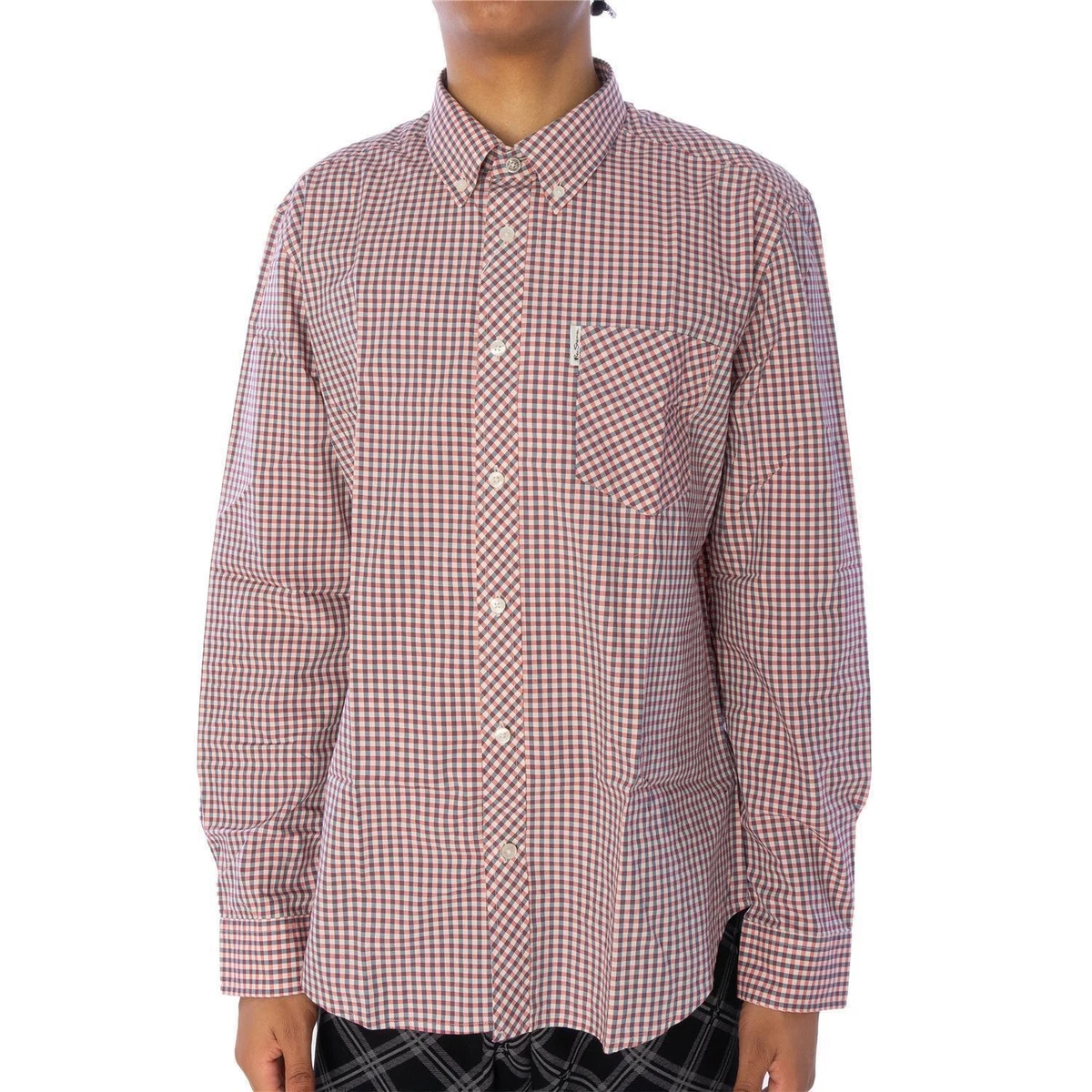 Ben Sherman Camicia da uomo a maniche corte in cotone a quadri taglia 2XL- 5XL, Blu marino scuro, XXXXXL