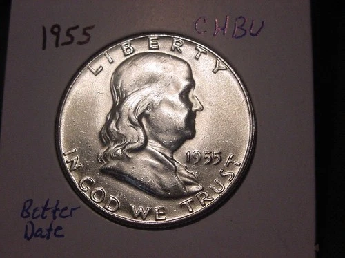 1955 FRANKLIN HALF CHOICE BU WHITE COLOR NICE LUSTER BETTER DATE SHIPS FREE