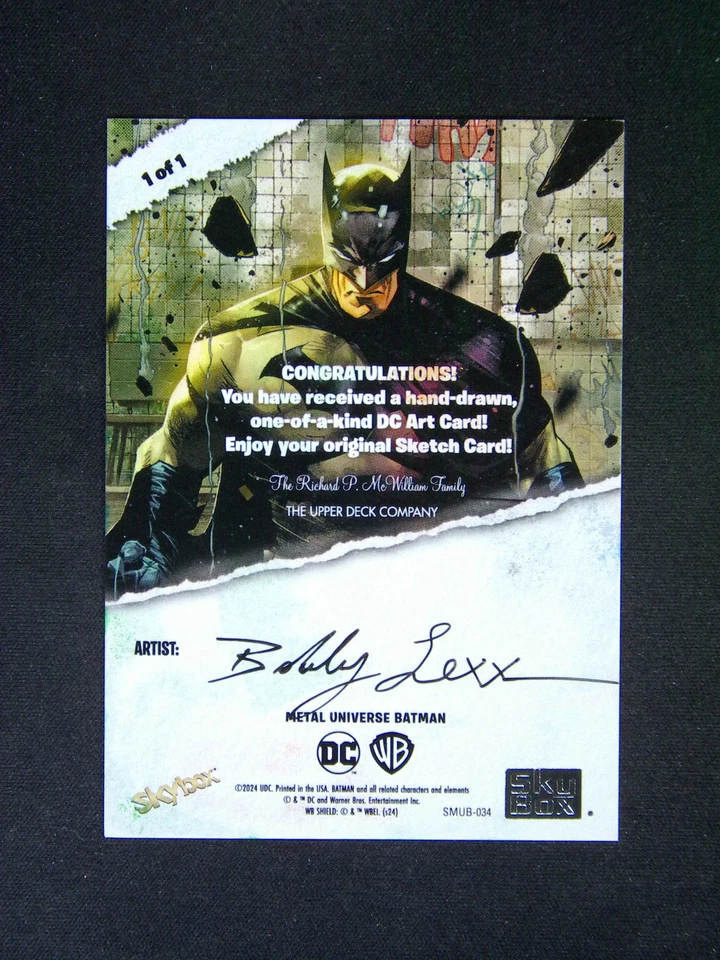 1/1 2025 Skybox Metal Universe Batman Sketch Auto Bobby Lexx - Image 2 of 2