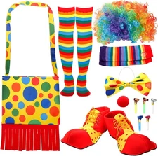 Frcctre 12 Pcs Clown Costume Set Dress Up Accessories, Include Wig Bow Tie... 