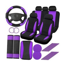 29 Pcs Car Seat Covers Full Set Include Car Seat Protectors, 2 Cup Mat, Purple