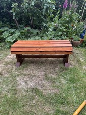 Image of New rustic wooden bench heavy duty 2 person garden furniture 