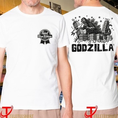 Pabst Blue Ribbon PBR x Godzilla x Attack Peter The Monsters Tee Shirt Unisex