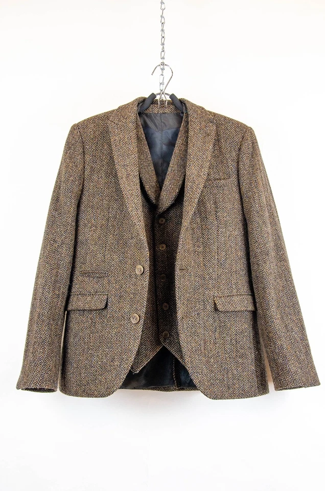 ASOS Harris Tweed Jacket & Waistcoat Set – 100% Wool – Handwoven Scotland - US36 - Image 2 of 4
