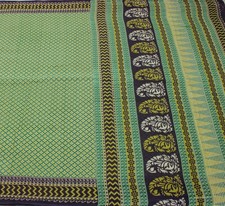 Sushila Vintage Green Saree 100 Pure Cotton Printed Soft Craft 5 Yard Fabric