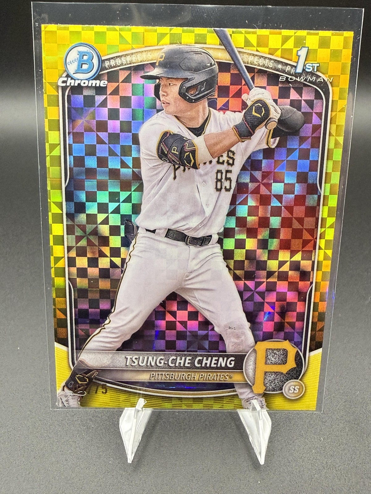 2025 Bowman #BCP-95 Tsung-Che Cheng Chrome Prospects Mojo Yellow Refractor #/75