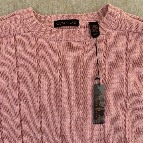 NWT Metropolitan Lord & Taylor Sweater Mens Large Pink Heather Pullover Cotton - Picture 2 of 9