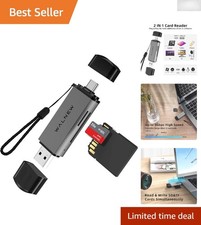Compact Dual Slot USB 3.0  USB-C Memory Card Reader - Quick File Transfers