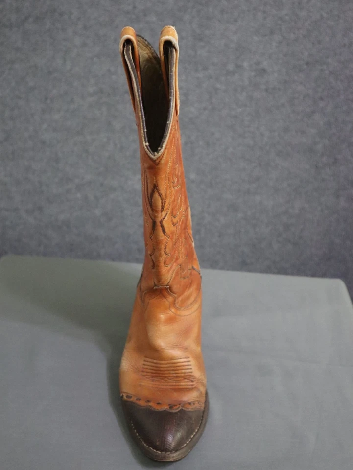 Dan Post Cowboy Boots Women 6C Tan Leather Exotic Snip Toe Rodeo Cowgirl Western - Image 3 of 4