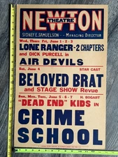 Vintage Local Movie Theater Poster Lone Ranger Serial Air Devils NEWTON NJ