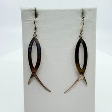 Minimalist Ichthys Fish Drop Earrings Silver Tone Faith Jewelry Everyday Style