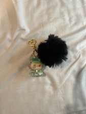 LABUBU GREEN Glitter Keychain Key Ring w/ BK PomPomCollectible Clip On Bag Charm