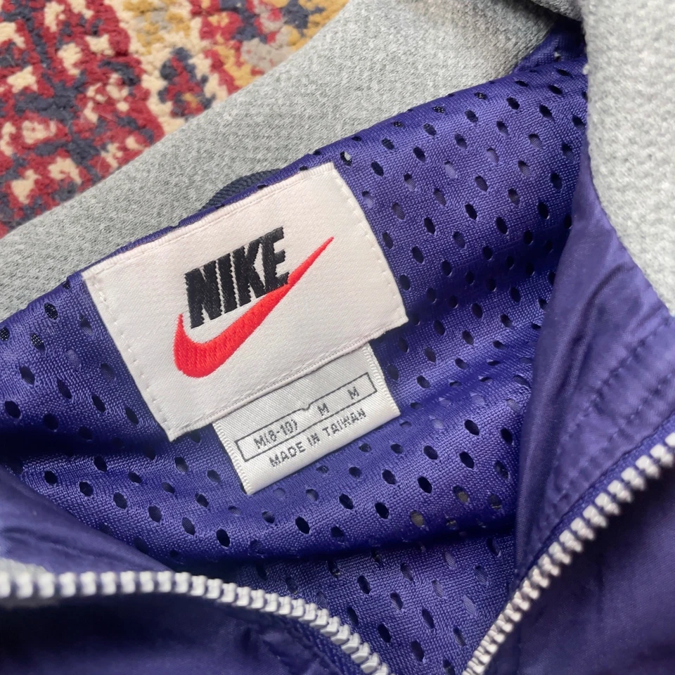 Vintage 90s Nike center swoosh Windbreaker track Jacket Purple Stripe Women's M - Image 4 of 4