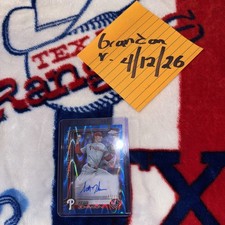 Topps Chrome 2025 Seth Johnson Phillies RC Blue Wave Refractor Auto /150 SP