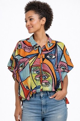 2XL Plus Size Blouse Live 4 Truth Colorful Abstract Art Sleeveless Blouse Womens