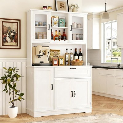 Kitchen Pantry Cabinet Large Kitchen Hutch Formhouse Storage Cabinet Pantry