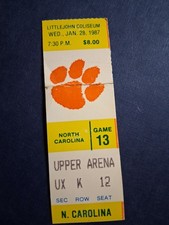 Jan. 28, 1987 Clemson Tigers vs North Carolina Tarheels Basketball Ticket Stub 