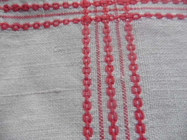 2 ANCIENS TORCHONS PUR LIN BLANC LITEAUX CROISES 80X64 OURLETS MAIN - Photo 3/4