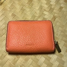 Fossil Jori Bifold Salmon Zip Around Mini Wallet Card Holder