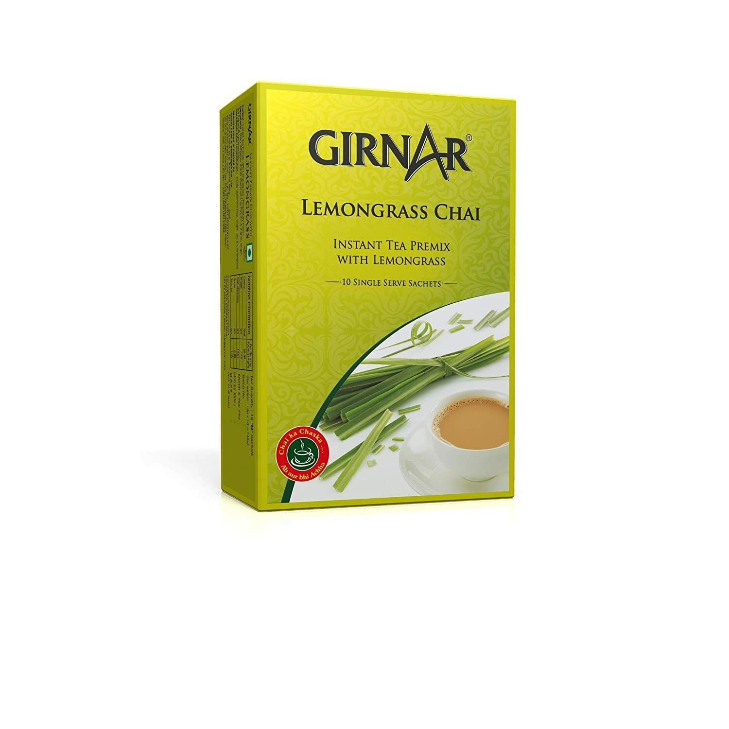 Girnar Instant Premix Lemongrass Chai Pack of 2  ( 2 x 10 = 20 Sachets)