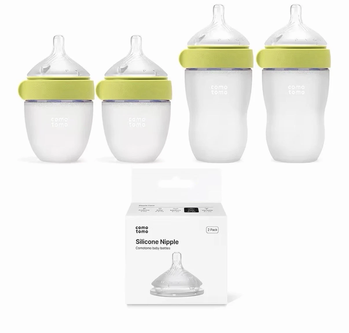 Comotomo Gen 2 2026 Silicone Baby Bottle Set, Anti-Colic, Wide Neck, 5oz & 8oz