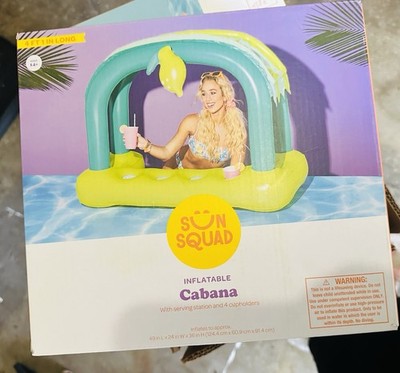 Sun Squad Inflatable Cabana Serving Station 4 Cupholders 49 x24 x36  NIB