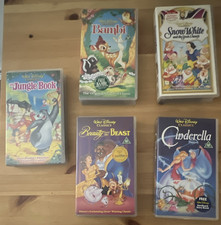 Walt Disney Classics VHS PAL U Lot 5 Bambi Snow White Jungle Book Cinderella