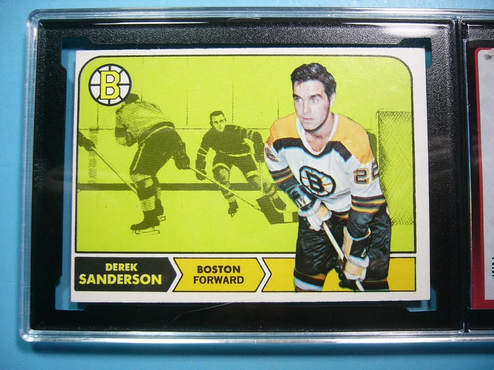 1968/69 TOPPS NHL HOCKEY CARD #6 DEREK SANDERSON KSA 7 NM SHARP+ 68/69 TOPPS - Image 3 of 4