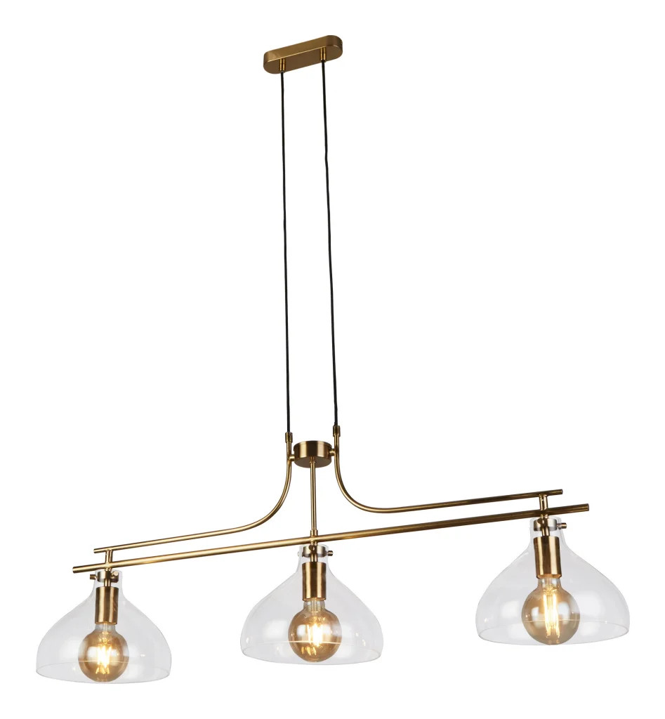 Ceiling Light Brass Margarita 3 Bar Clear Glass Searchlight 31031-3PB