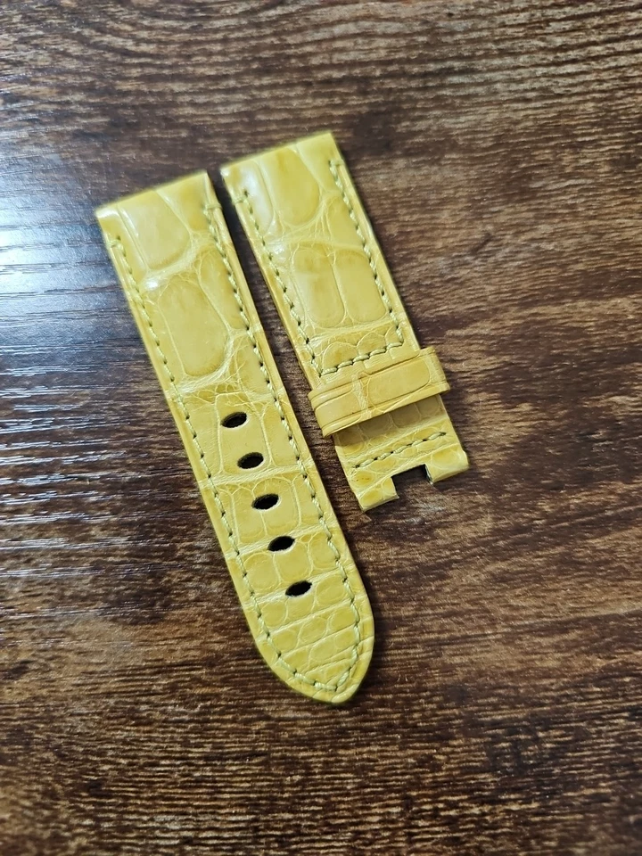 Correa Panerai 22/20 mm OEM cocodrilo semimat amarillo XS para hebilla de despliegue BDR  Foto 3 de 4