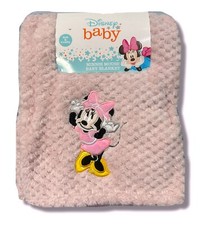 BLANKET PLUSH - DISNEY GIRLS 243 - MINNIE PINK - BABY TODDLER CRIB BED